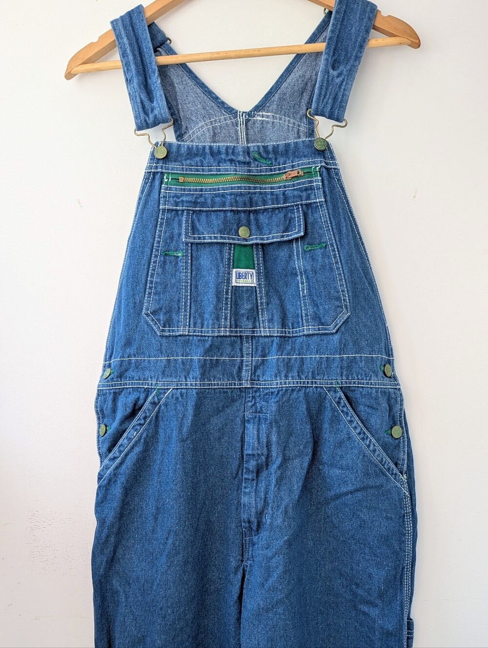 Vintage Carpenter Green + Blue Liberty Denim Bib Overalls